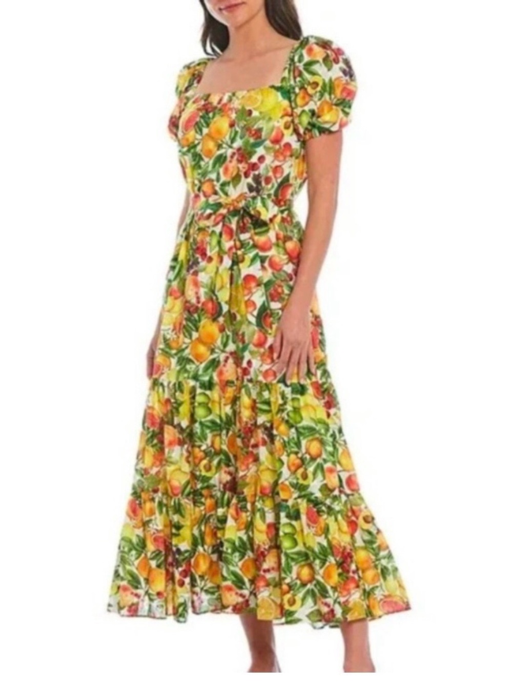 ANTONIO MELANI Colorful Lemon Fruit Italian Print Dress